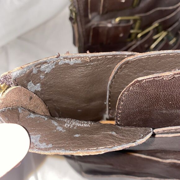 Vintage chunky biker goth Y2K Nine West Leather 7.5 m Buckle 90s moto baddie - Picture 11 of 11